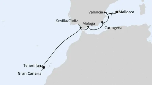 Route Spanische Mittelmeerküste & Kanaren ab Mallorca