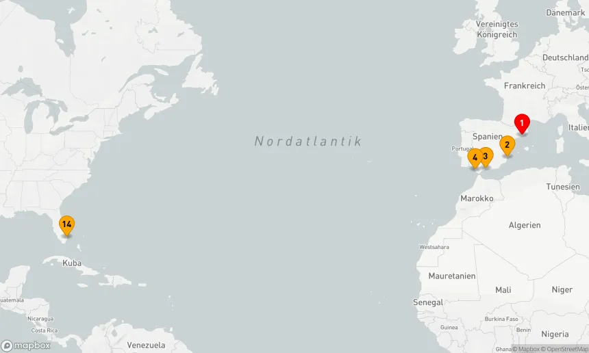 Route 13 Nächte - SPANISCHE TRANSATLANTISCHE KREUZFAHRT