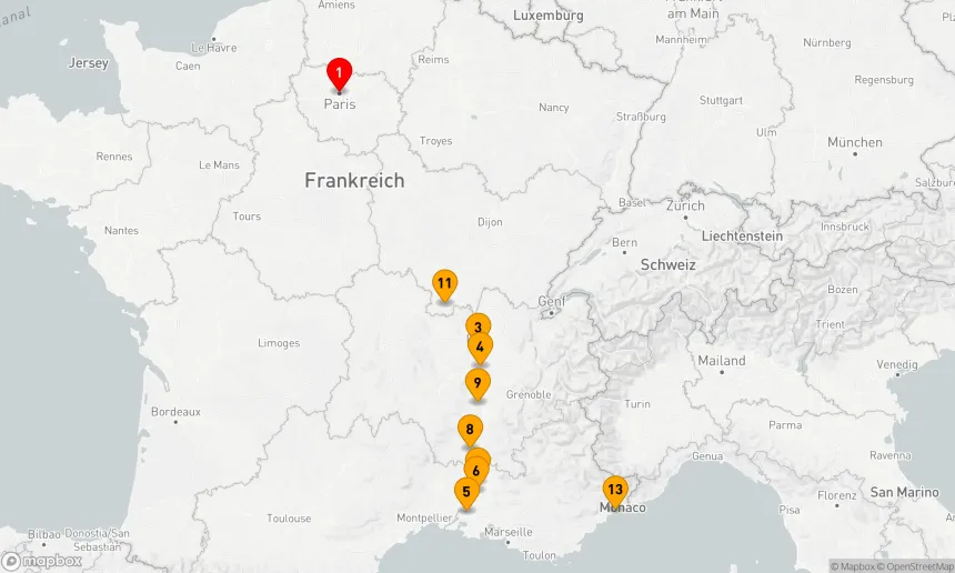 Route 15 Nächte - Spektakulärer Süden Frankreichs mit Paris und der Côte d'Azur
