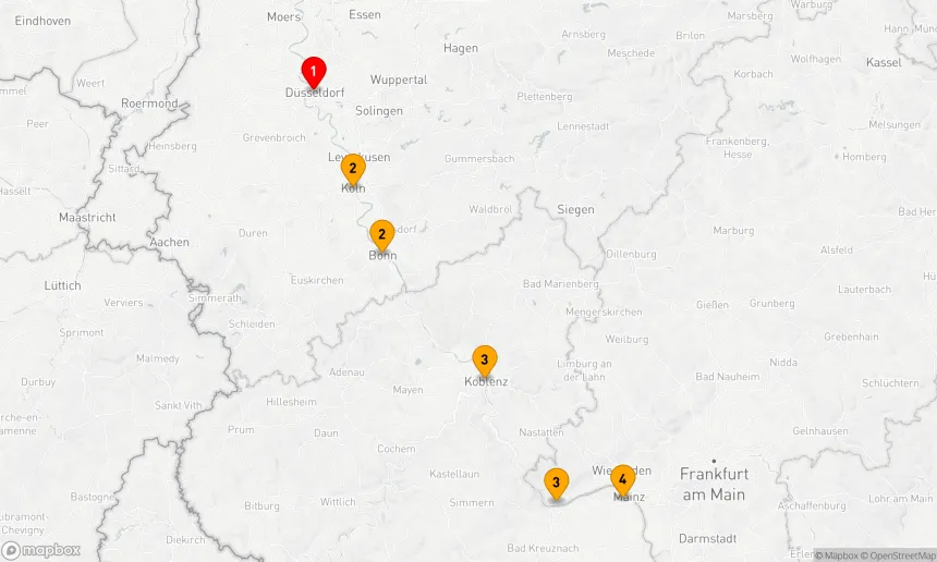 Route 3 Nächte - Städteperlen am Rhein