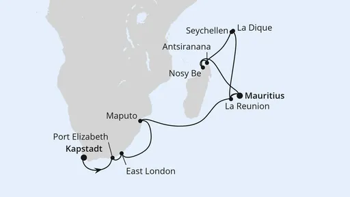 Route Südafrika, Seychellen, Mauritius & Madagaskar 1