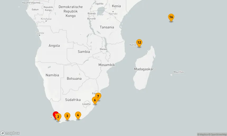Route 16 Nächte - Südafrika und Indischer Ozean: Von epischer Wildnis zu traumhaften Inseln (NAT2724)