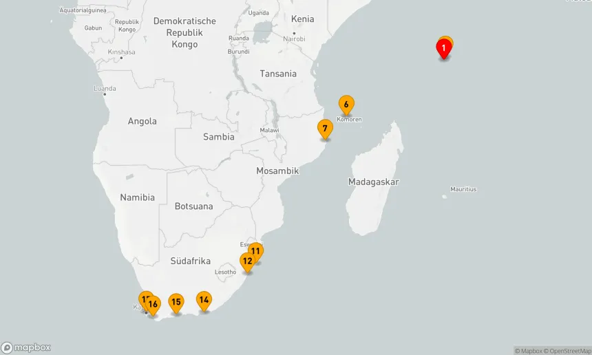 Route 16 Nächte - Südafrika und Indischer Ozean: Von epischer Wildnis zu traumhaften Inseln (NAT2806)