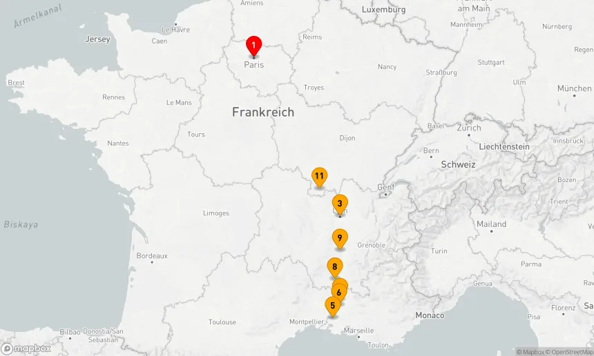 Route 12 Nächte - Südfrankreich - Eine Weinkreuzfahrt mit Highlights in Paris