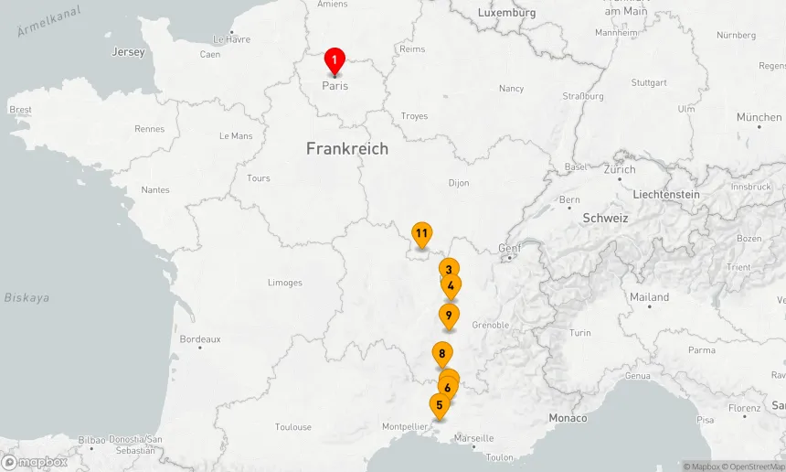 Route 12 Nächte - Südfrankreich mit den Highlights von Paris