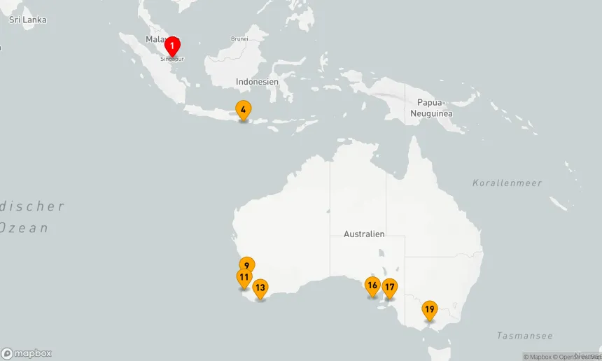 Route 18 Nächte - Südliche Glanzlichter: Von Asiens Toren zu Australiens Küstenwundern