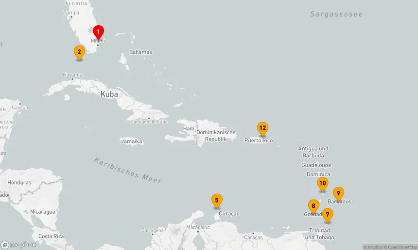 Route 14 Nächte - SÜDLICHE KARIBIK: ABC & WINDWARD ISLANDS URLAUB