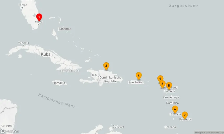 Route 11 Nächte - Südliche Karibik mit Martinique Urlaub