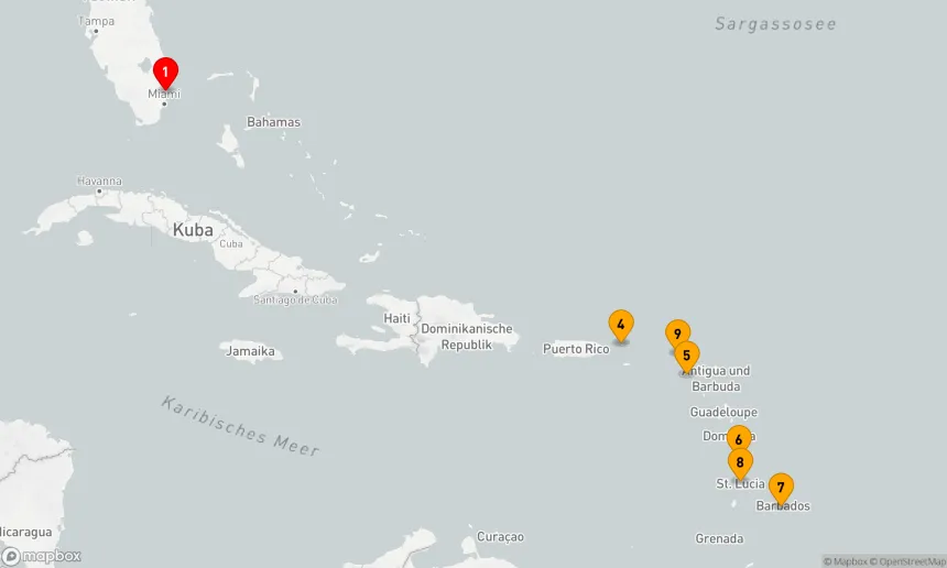 Route 11 Nächte - Südliche Karibik mit Martinique Urlaub