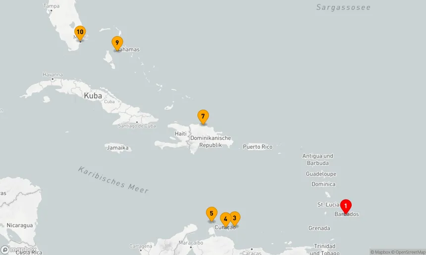 Route 9 Nächte - SÜDLICHE KARIBIK NEUJAHRSKREUZFAHRT: ARUBA, BONAIRE & CURAÇAO