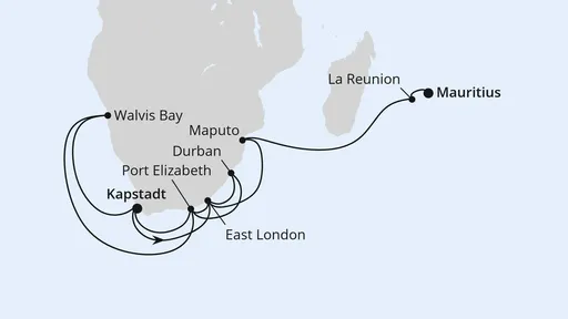 Route Südliches Afrika mit La Reunion & Mauritius
