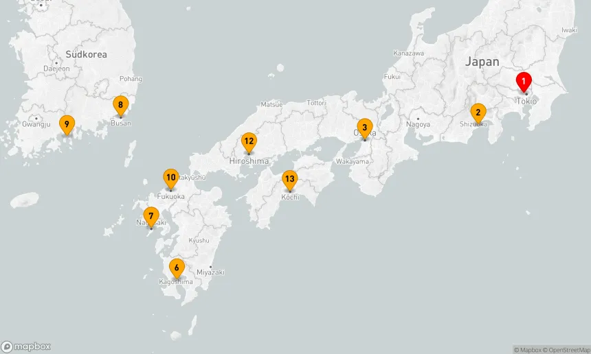 Route 14 Nächte - 14-TÄGIGE REISE NACH SÜDJAPAN