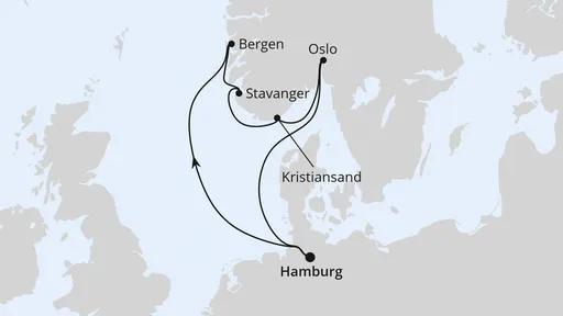 Route Südnorwegen ab Hamburg