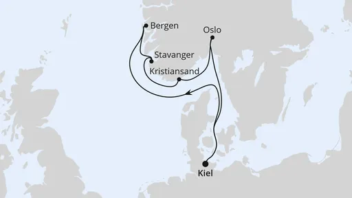 Route Südnorwegen ab Kiel