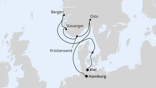 Route Südnorwegen ab Kiel