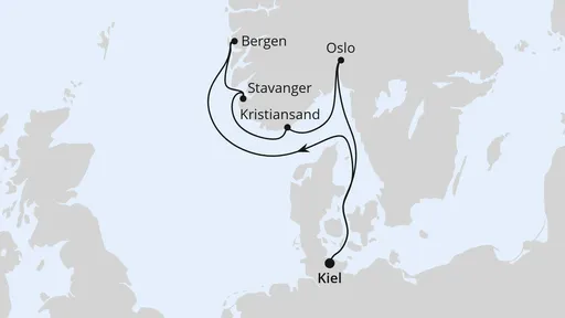 Route Südnorwegen ab Kiel