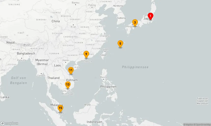 Route 14 Nächte - Südostasien & Japan