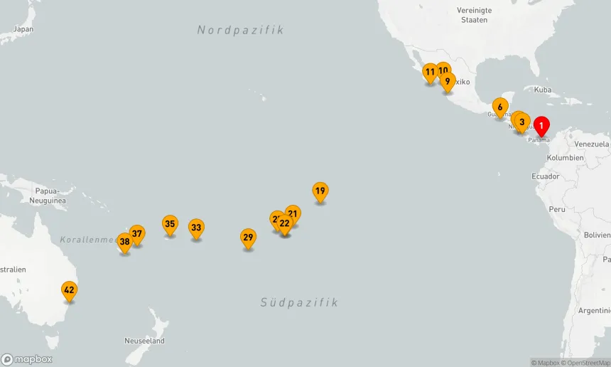 Route 41 Nächte - Tahiti, Bora Bora, Fidschi und Sydney – Weihnachtskreuzfahrt in die Südsee