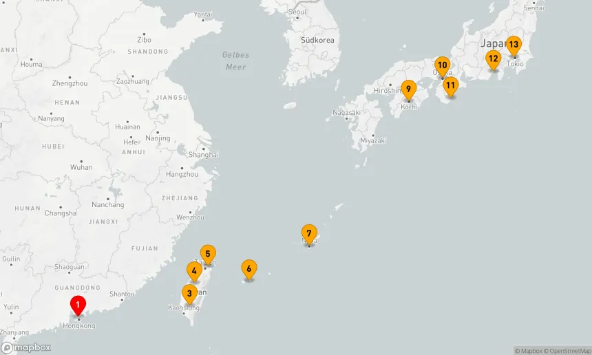 Route 12 Nächte - TAIWAN & JAPAN ERKUNDEN CHARMANTE HÄFEN