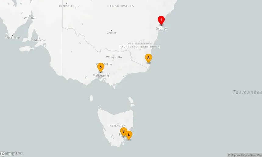 Route 8 Nächte - Tasmanien