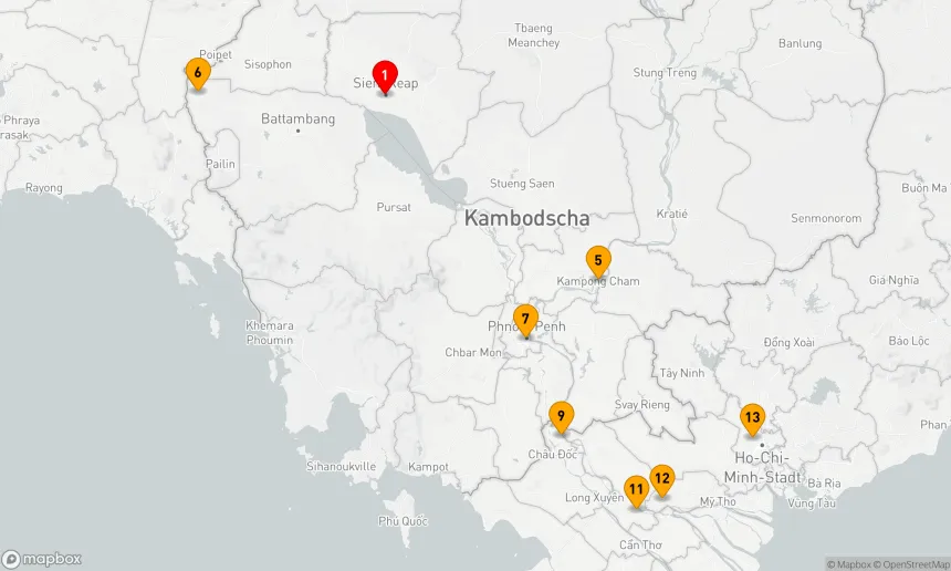 Route 12 Nächte - Tempelentdeckung und Mäandern entlang des Mekong Kreuzfahrt