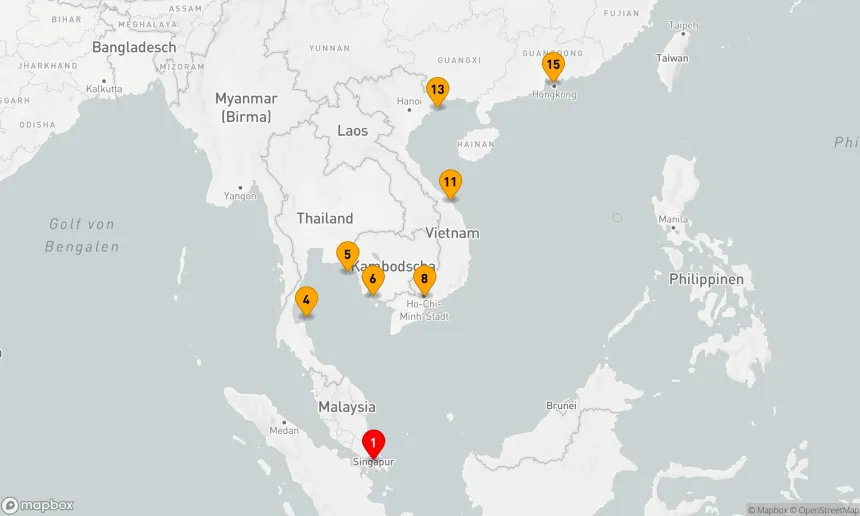 Route 14 Nächte - THAILAND, KAMBODSCHA & VIETNAM URLAUB