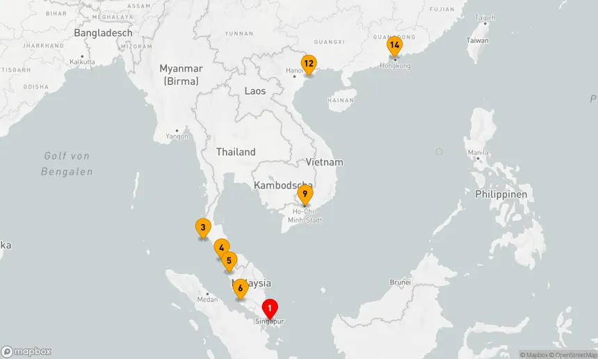 Route 13 Nächte - Thailand, Malaysia und Vietnam