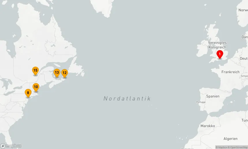 Route 14 Nächte - Transatlantik - Neuengland - Kanada (M725A)