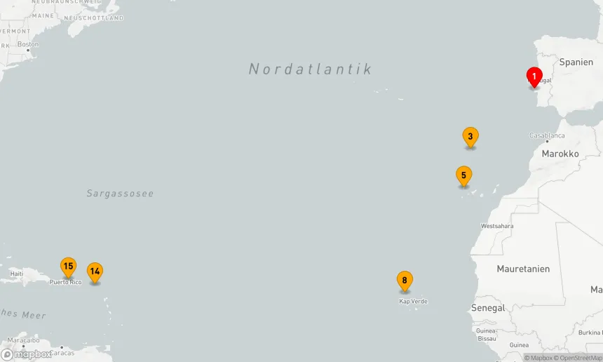 Route 14 Nächte - Transatlantische Entdeckungsreise: Von Lissabon bis San Juan