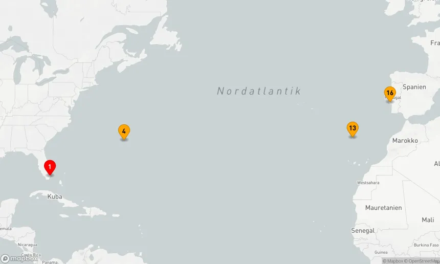 Route 15 Nächte - Transatlantische Exklusivreise von der Karibik nach Portugal