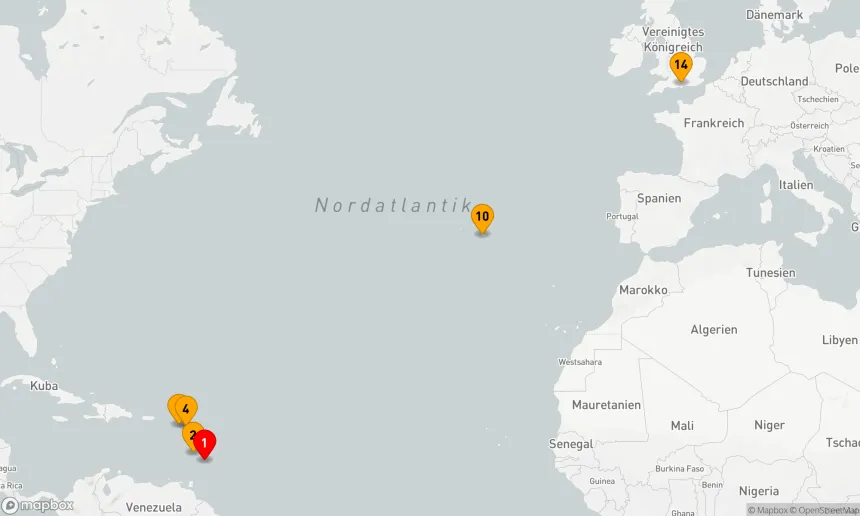 Route 13 Nächte - Karibik-Transatlantik