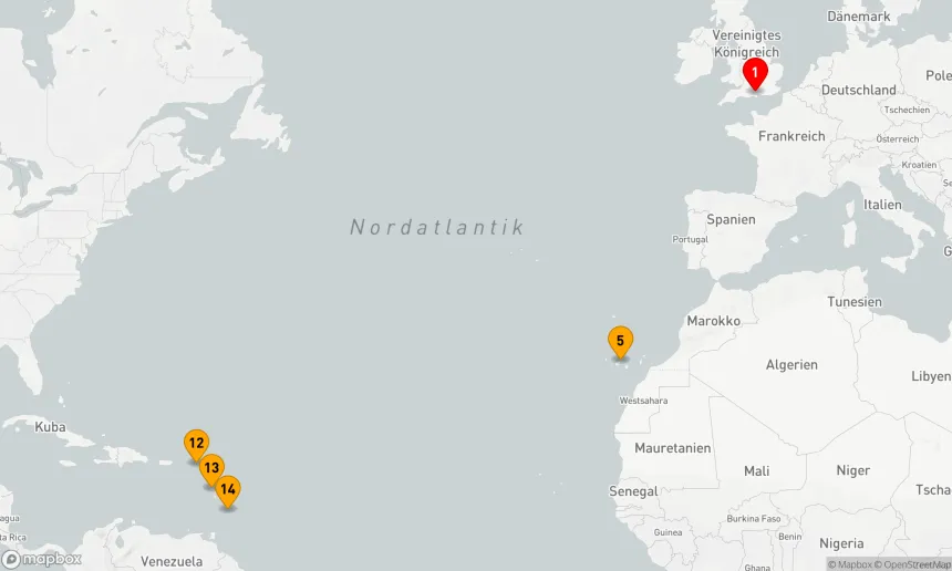 Route 14 Nächte - Karibik-Transatlantik
