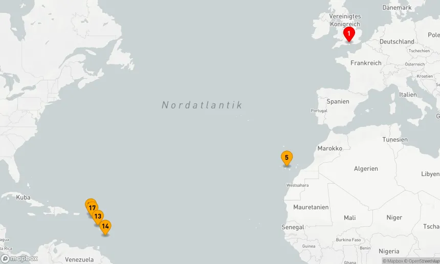 Route 16 Nächte - Karibik-Transatlantik