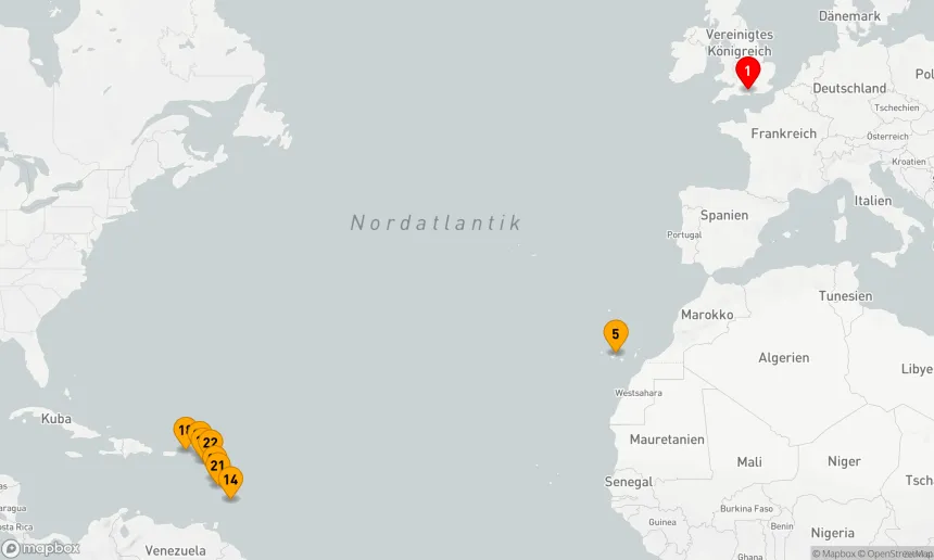 Route 21 Nächte - Karibik-Transatlantik