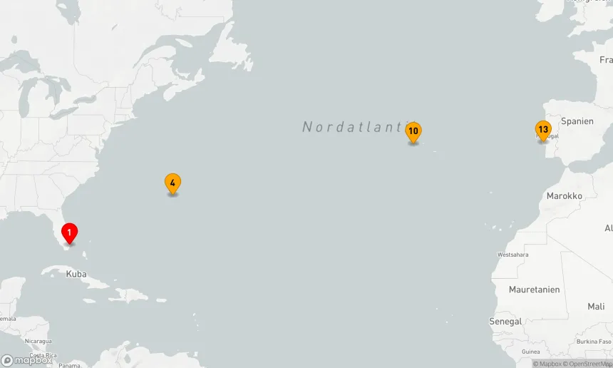 Route 12 Nächte - TRANSATLANTISCHE KREUZFAHRT: BERMUDAS,  AZOREN & LISSABON