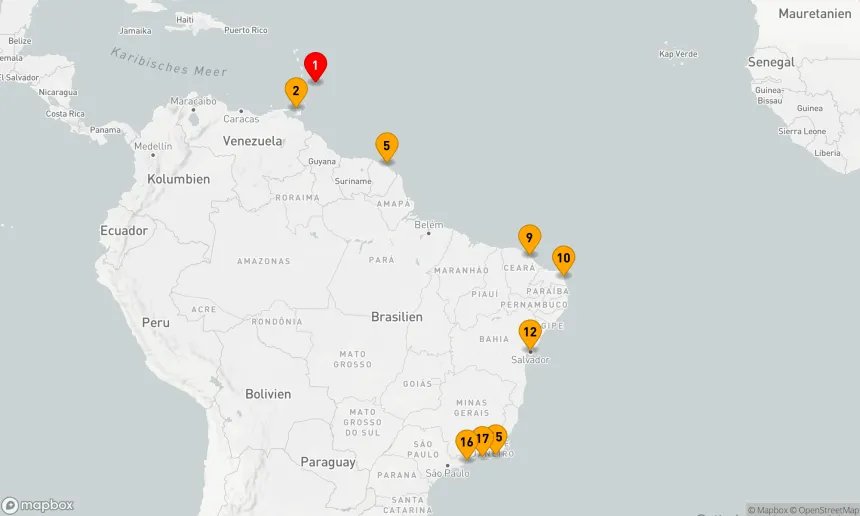 Route 16 Nächte - TRINIDAD BIS RIO: SÜDAMERIKANISCHE EXPEDITION
