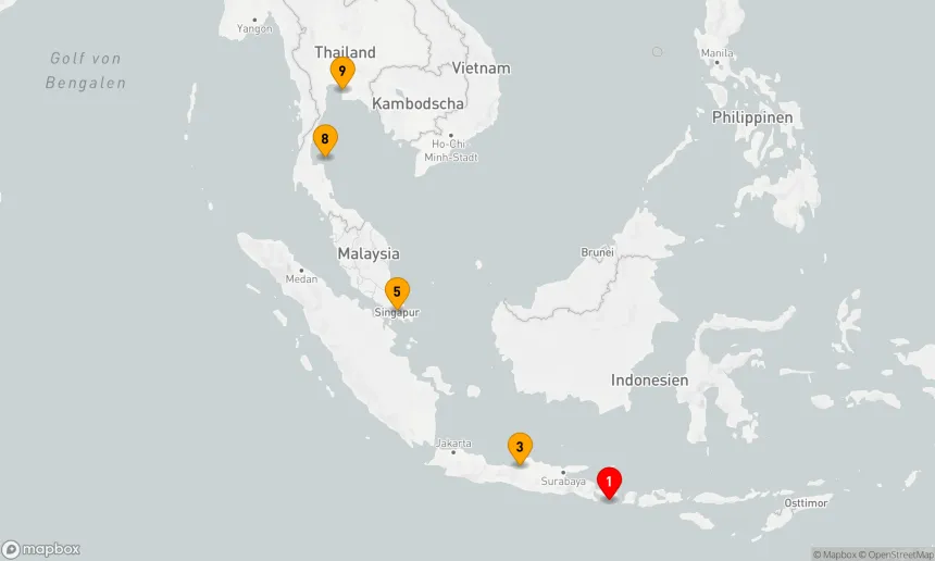 Route 9 Nächte - Tropische Entdeckungsreise von Bali nach Bangkok