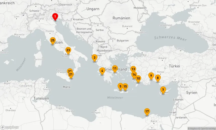 Route 24 Nächte - TÜRKEI, ÄGYPTEN & ITALIEN KOMBINIERTE KREUZFAHRT: EPHESUS, ALEXANDRIA & AMALFIKÜSTE