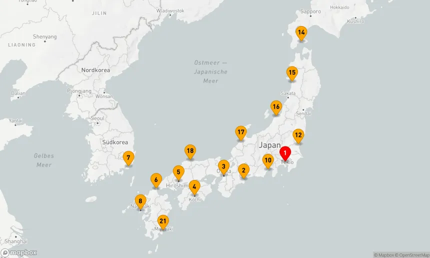 Route 24 Nächte - Ultimate Circle Japan mit Herbstlaub