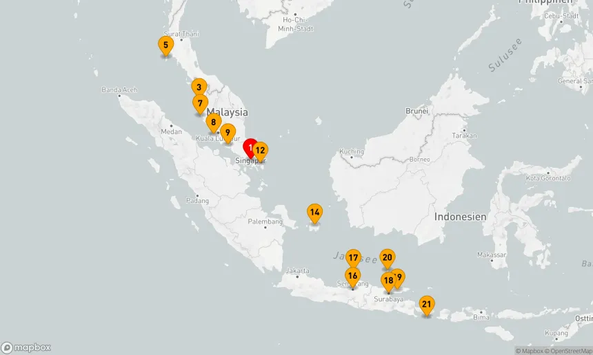 Route 20 Nächte - Ultimate Voyage: Singapur, Malaysia und die Inseln Indonesiens
