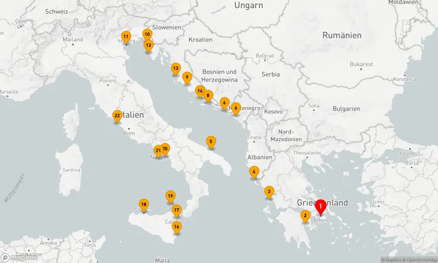Route 21 Nächte - Ultimative Juwelen der griechischen Inseln, der Adria und der Amalfiküste