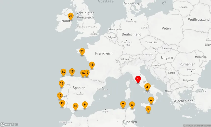 Route 22 Nächte - Ultimative Kulturen und Wunder Europas: Italien bis Irland