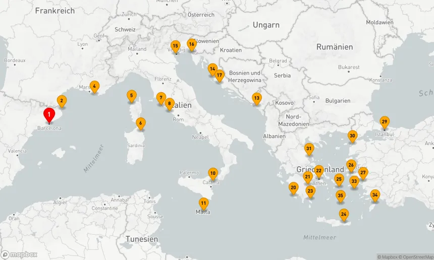 Route 35 Nächte - ULTIMATIVES MITTELMEER: VON SPANIEN BIS ZUR TÜRKEI