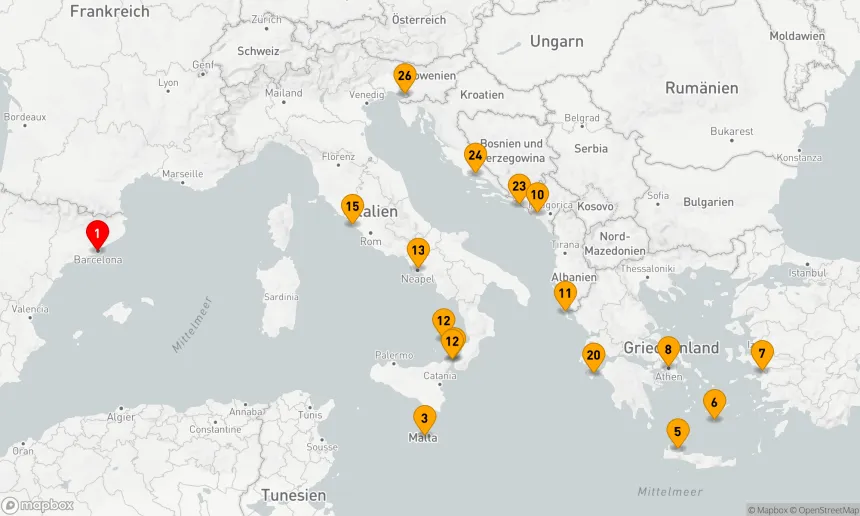Route 25 Nächte - UM ITALIENS „STIEFEL“: GRIECHISCHE INSELN & NAPOLI MIT ÜBERNACHTUNG