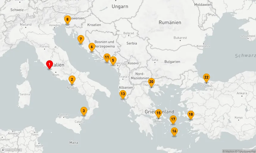 Route 21 Nächte - UM ITALIENS „STIEFEL“: GRIECHISCHE INSELN & VENEDIG MIT ÜBERNACHTUNG