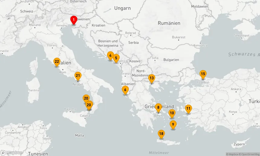 Route 21 Nächte - UM ITALIENS „STIEFEL“: GRIECHISCHE INSELN & VENEDIG MIT ÜBERNACHTUNG