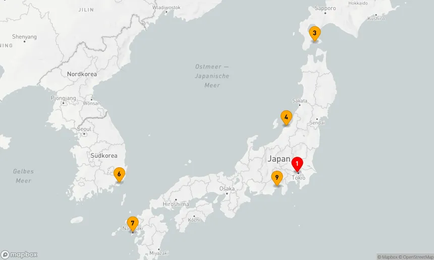Route 9 Nächte - Umrundung Japan