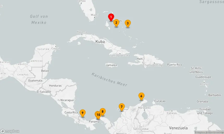 Route 10 Nächte - Unberührte Inseln der Bahamas & der Panamakanal