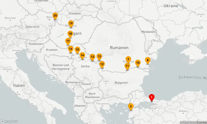 Route 21 Nächte - Untere Donau Entdeckung mit Türkei