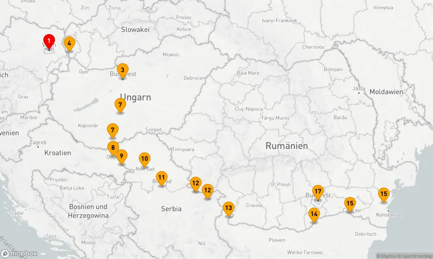 Route 17 Nächte - Untere Donau Entdeckung mit Wien